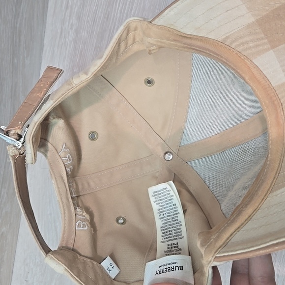 Burberry Mens Striped Beige & Tan Baseball Cap Sz Xl - Picture 13 of 15